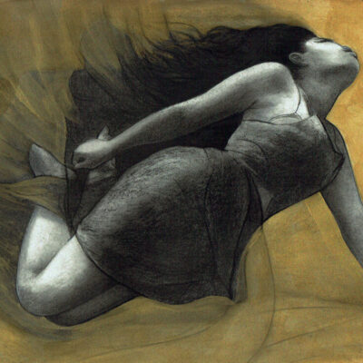 fly-2-charcoal-and-golden-gesso-on-paper-41-x-31-cm-2022-