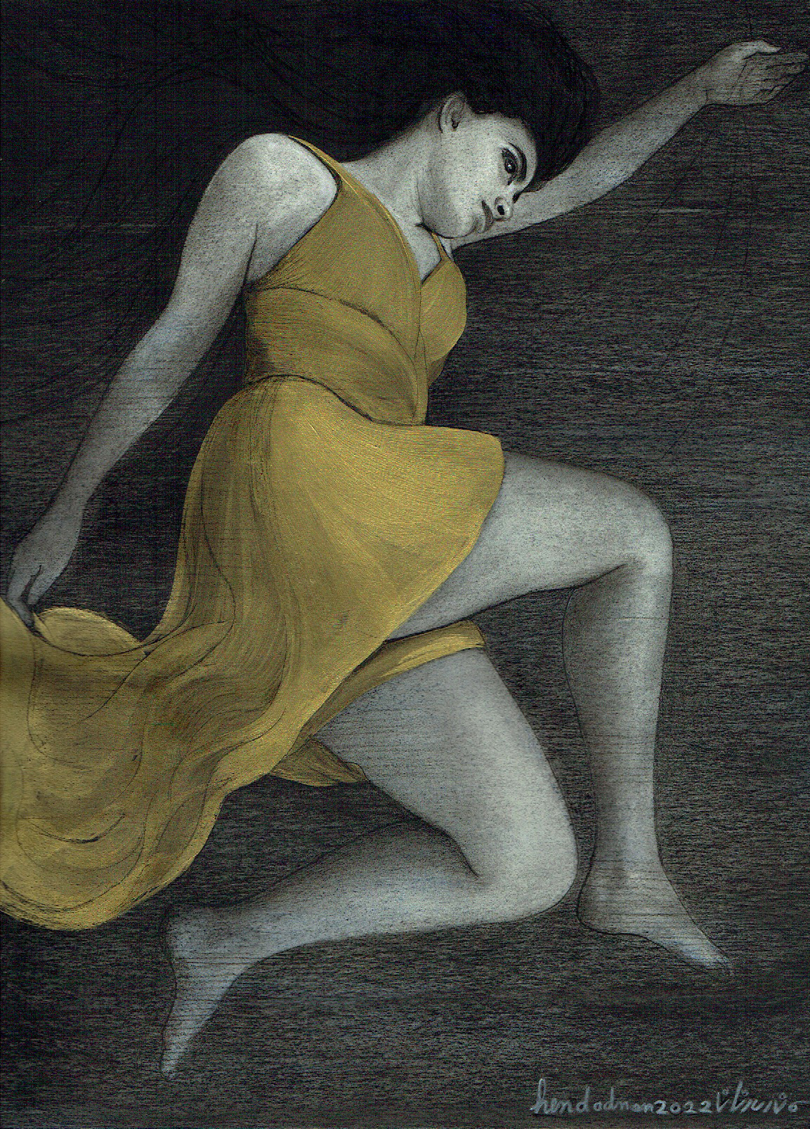 fly-7-charcoal-and-golden-gesso-on-paper-41-x-31-cm-2022